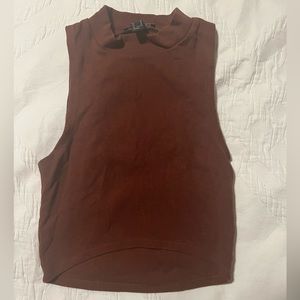Forever 21 Brown Sleeveless Crop Top with High Neckline // Size Medium